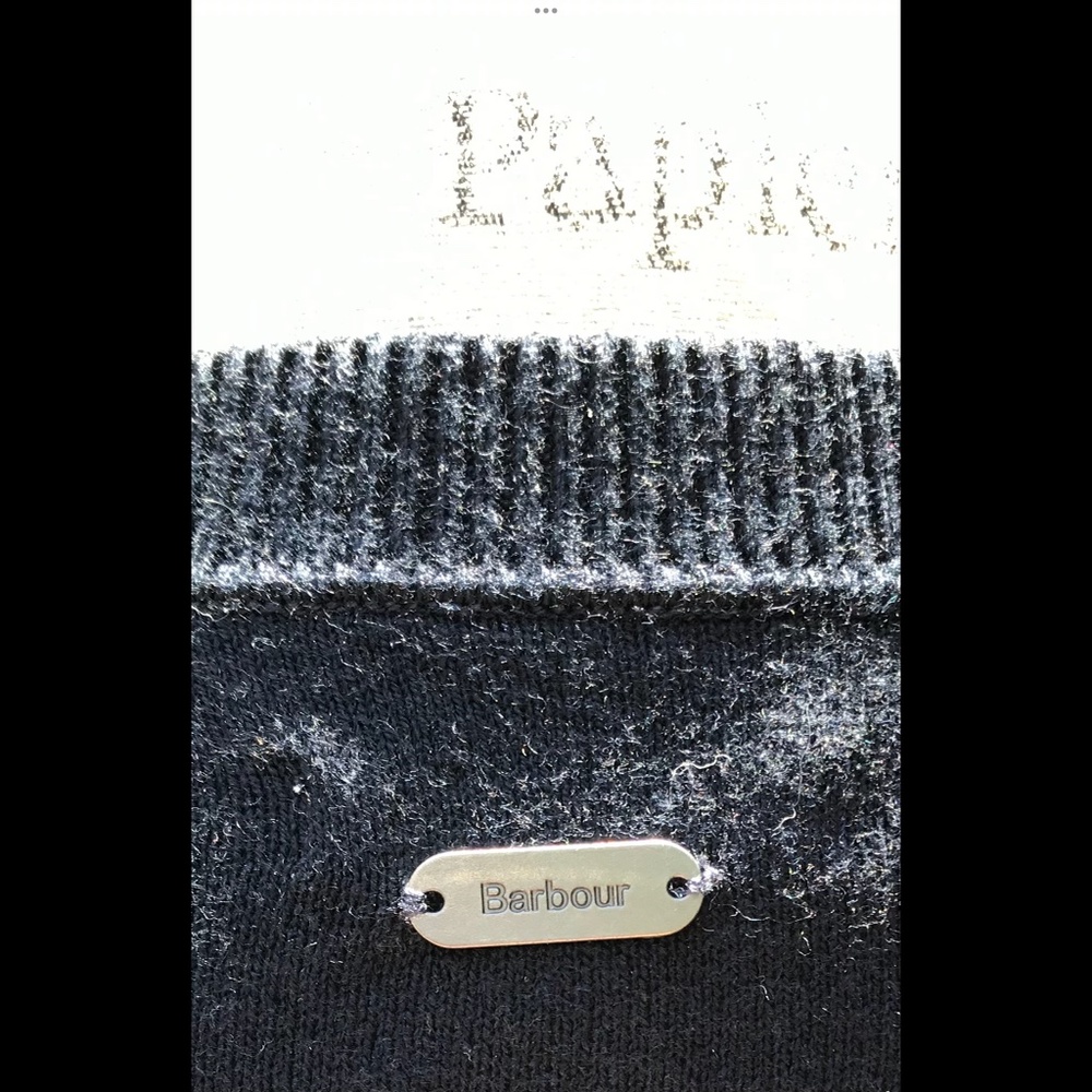 BARBOUR Scarce Shaggy GoldenDoodle Daisies Midnight Navy Cashmere Sweate… - Picture 7 of 8